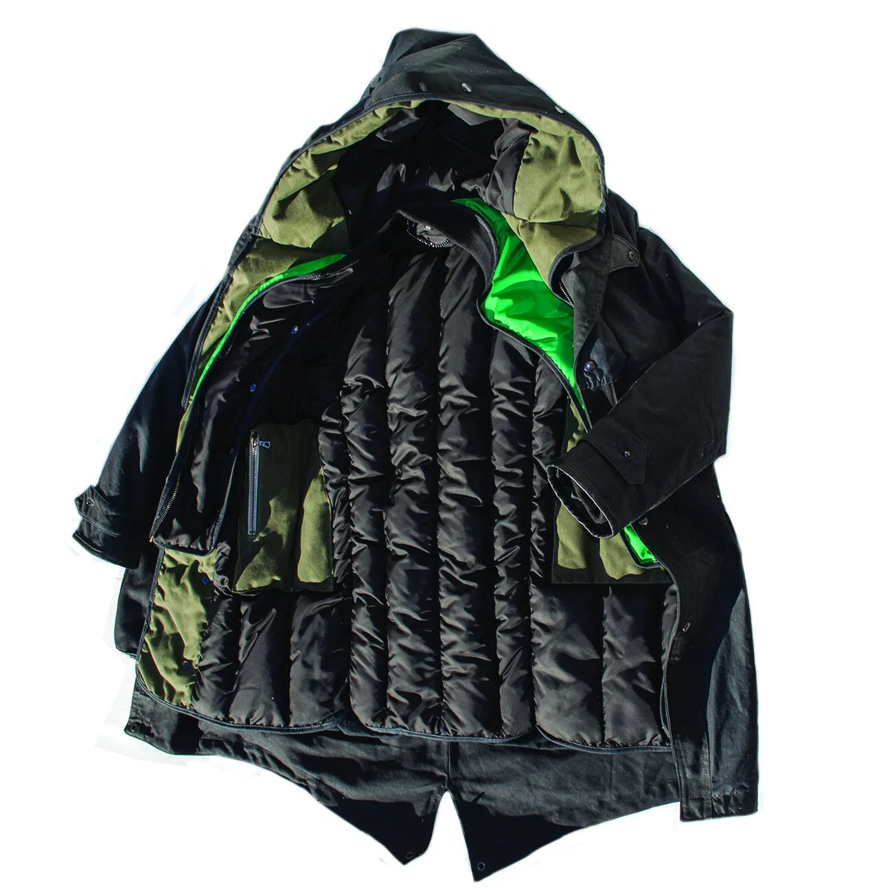 Special Edition MATHIAS hooded mod coat - black waxed cotton w